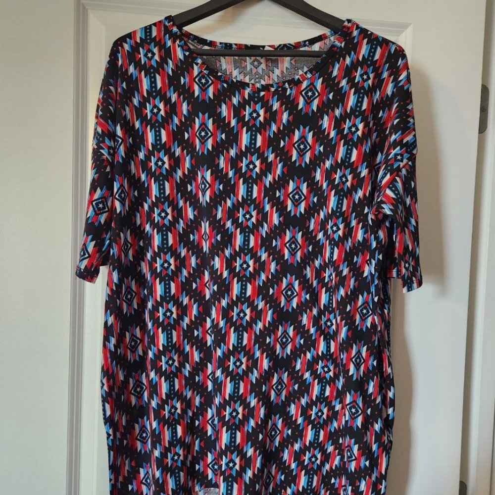 Lularoe Irma - Red, White, Blue, - Aztec look